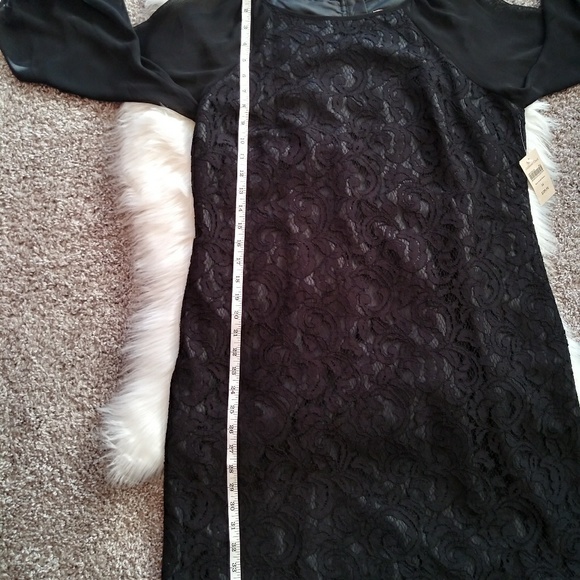 Coldwater Creek Black Lace Dress Sheer Sleeve 14 - Picture 8 of 8